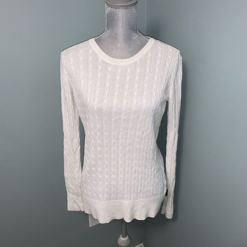 CALVIN KLEIN JEANS women’s size small thin white long sleeve sweater lightweight